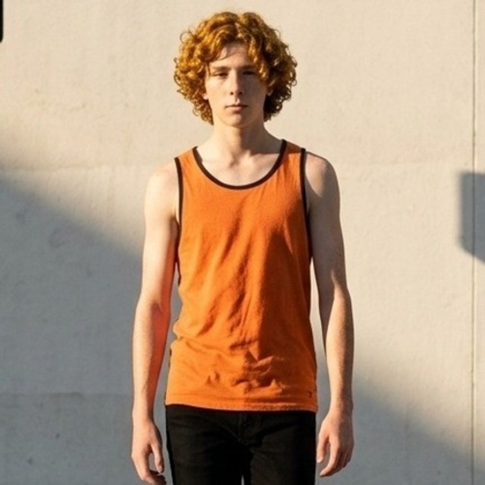 American Eagle Men's Legend Muscle Tank Top Bright Orange Vacation Beach Size M